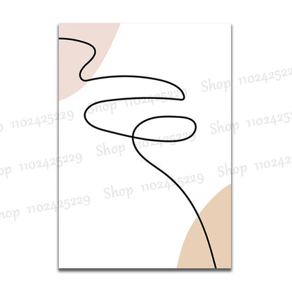 Wall Art Canvas Painting Line Girl Face Flowers Modern Minimalist Nordic Posters and Prints Wall Pictures for Living Room Decor