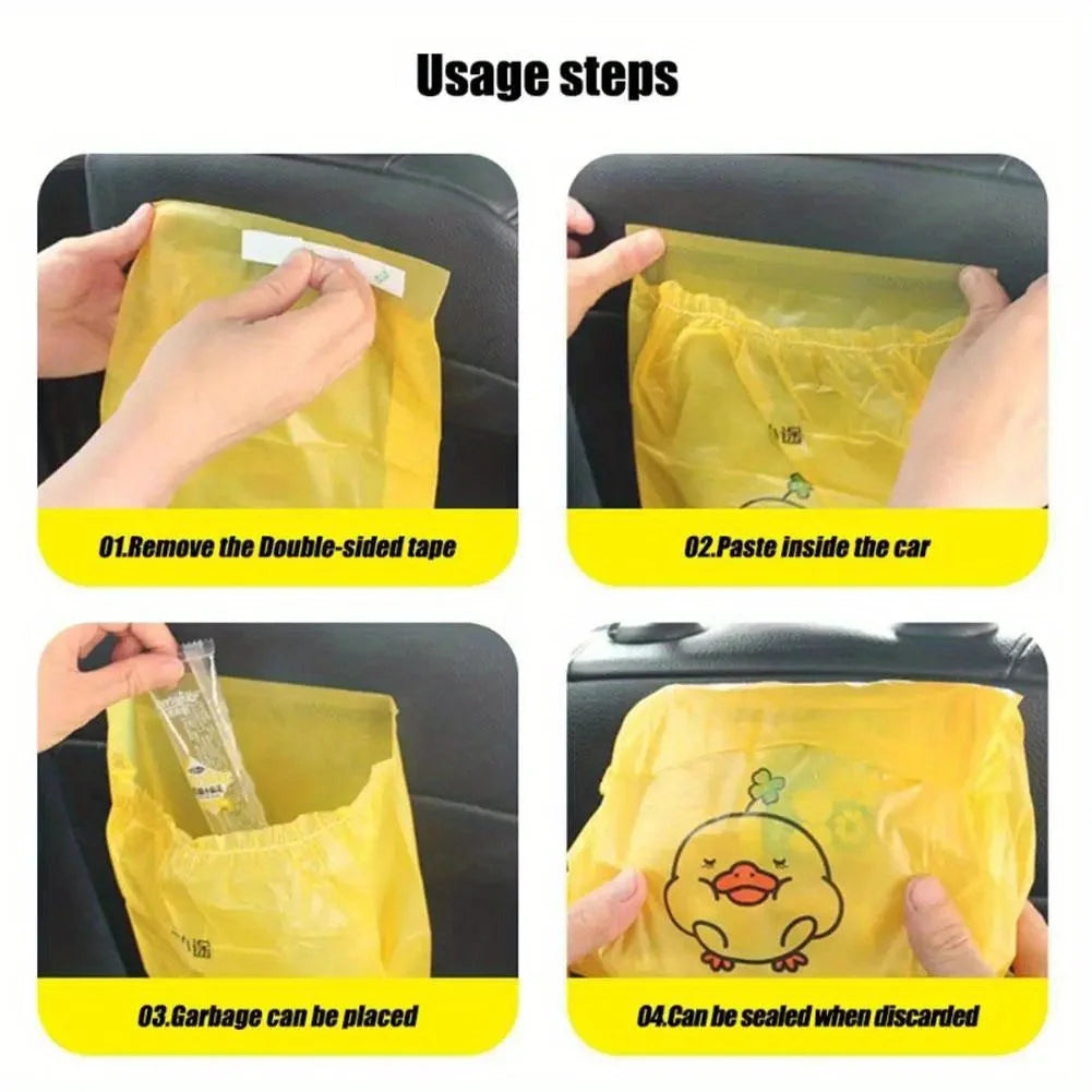 15pcs/pack Adhesive Car Trash Bag Disposable Car Interior Hanging Multi-Functional Clean Bag Small Plastic Bag Car Garbage Bin