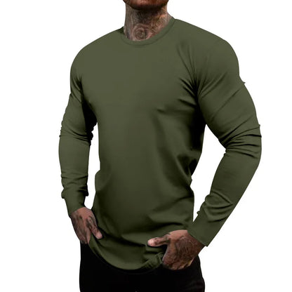 Mens Gym Workout Slim Fit Long Sleeve T-Shirt Performance Athletic Shirts Running Fitness Tee Loungewear Casual Crewneck Tops