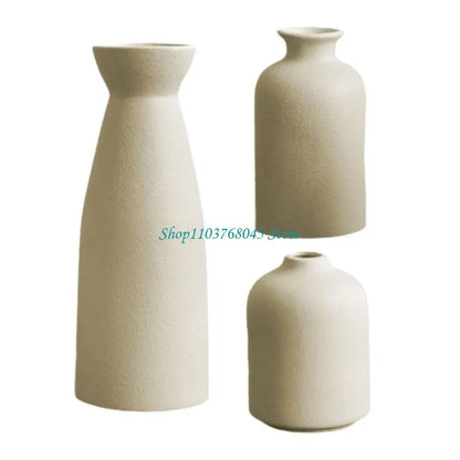 R53F 3Pcs Ceramics Vases for Florals Decoration Contemporary Geometrics Living Room Centerpieces