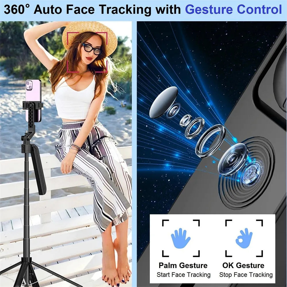 MEUYAG Selfie Stick Gimbal Stabilizer For Smartphone With Bluetooth Remote Intelligent Follow-Up Anti Shake Pan Tilt Tripod