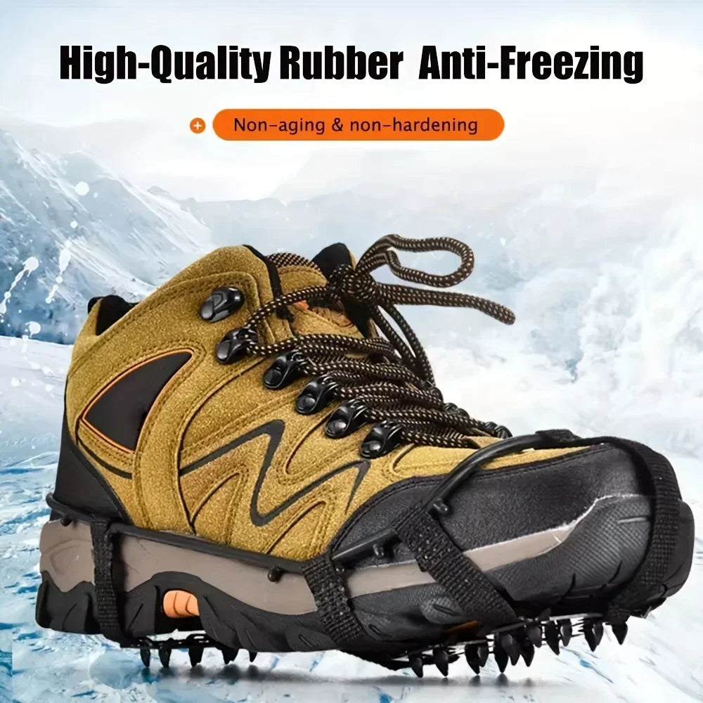 24 tooth anti slip ice claw - ice and snow shoe cover, suitable for hiking, rock climbing, walking, running, and hunting