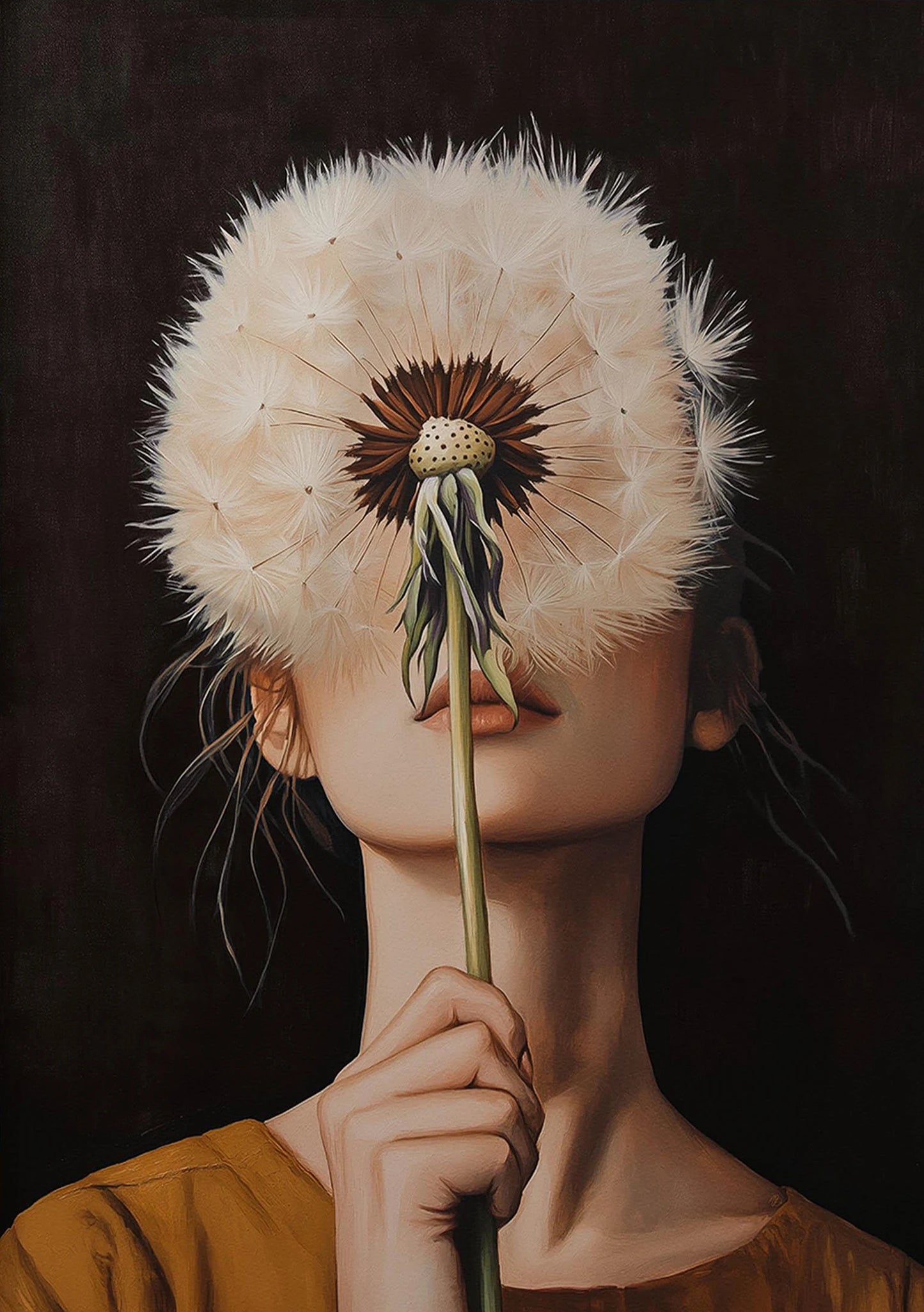 Canvas Wall Art Woman with Flower Portrait Painting Print for Bedroom Nordic Girl Home Decor Abstract Minimalism Poster