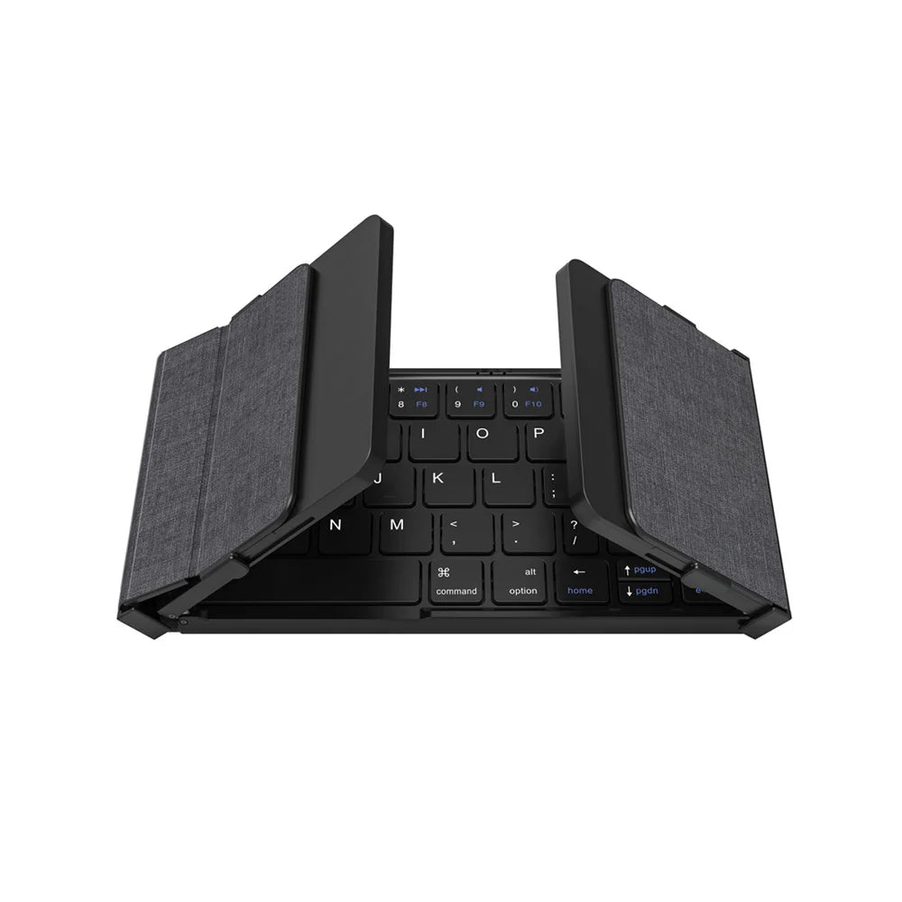 Foldable Bluetooth Keyboard with Touchpad Wireless Folding Keyboard with PU Leather for iOS Android Windows,Support 3 Devices