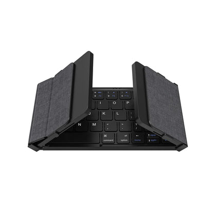 Foldable Bluetooth Keyboard with Touchpad Wireless Folding Keyboard with PU Leather for iOS Android Windows,Support 3 Devices