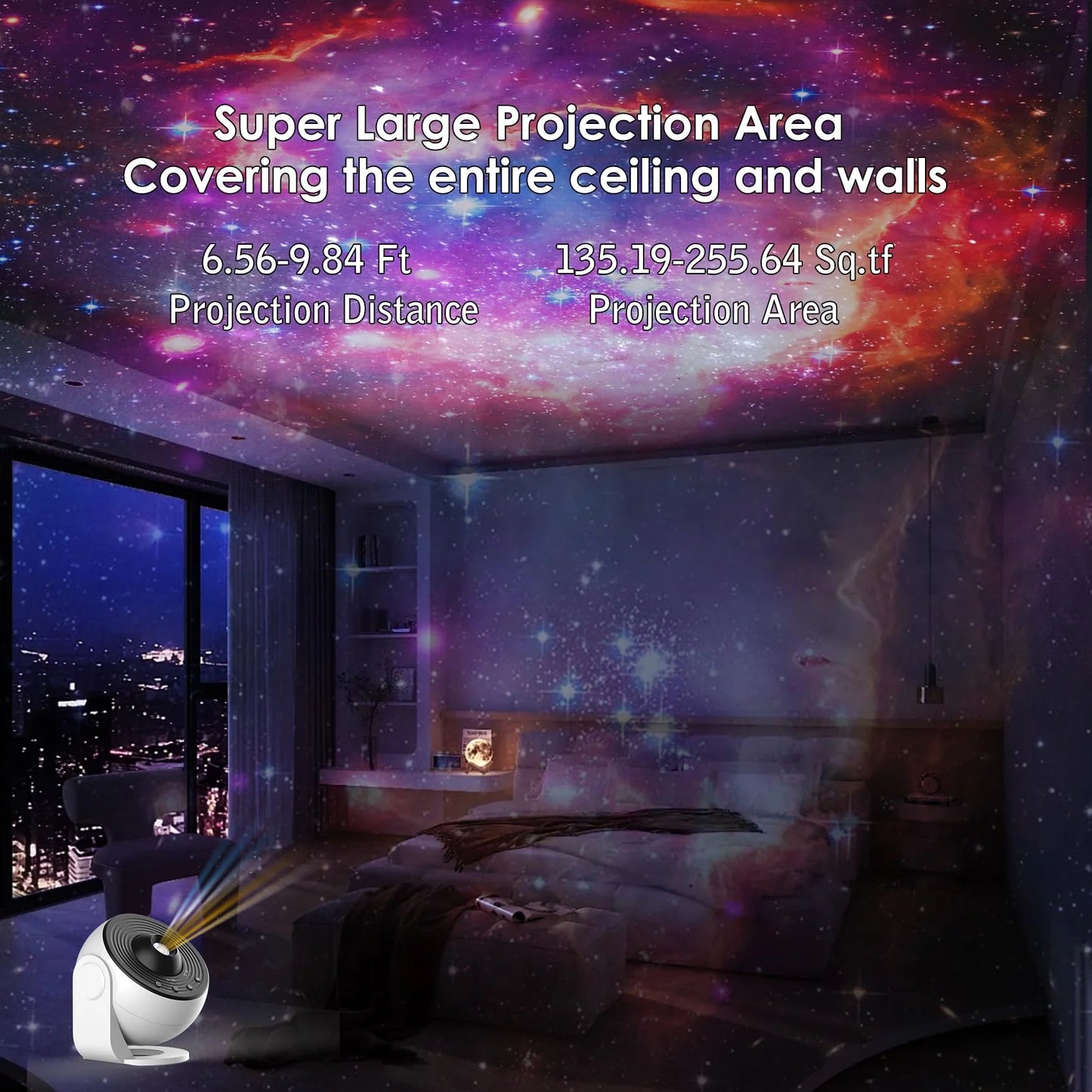 Galaxy Star Projector 360° Rotation Planetarium Night Light HD Projection with Timer for Bedroom Home Theater Ceiling Decor