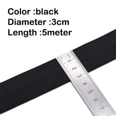 5Meters Sewing Elastic Band Heavy Stretch High Elasticity Knit Elastic Band for Sewing Waistband Elastic White black 10-60MM