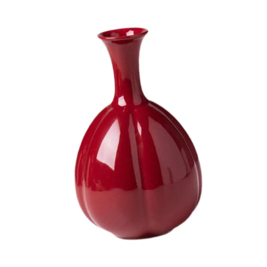 Ceramic Red Vase Creative Modern Rustic Flower Vases Desktop Ceramic Vase for Shelf Kitchen Dining Room Bookshelf Home Decor