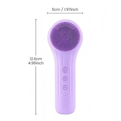 Silicone Face Scrubber Electric Facial Cleansing Brush with Heating Vibration Waterproof Face Wash Brush with 5 Speed Adjustable