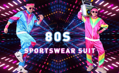 Tracksuit Costumes for Men 90s Hip Hop Shell Suit Costume Mens 80s Retro Tracksuit Jacket Disco Costume Windbreaker and Pants