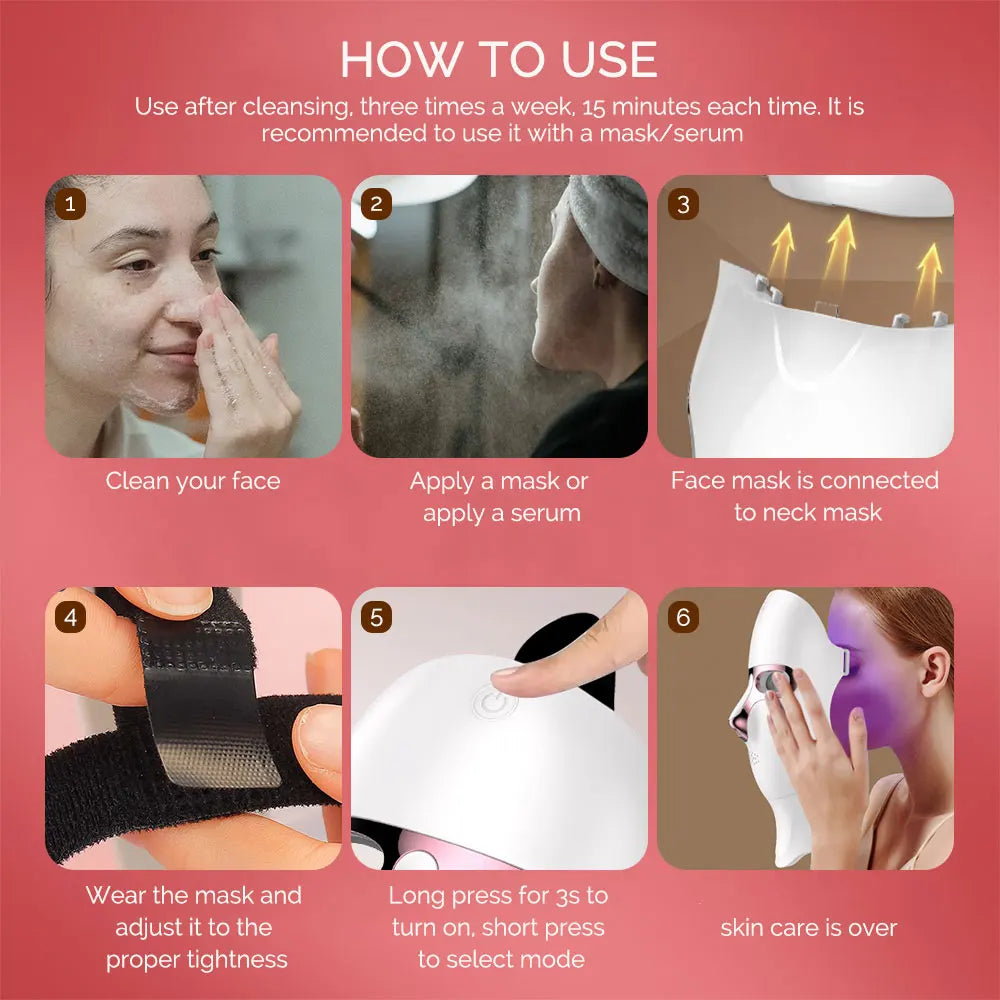 Wireless 7 Color LED Face Mask Portable Photon LED Facial Mask Anti Aging Repair Skin Face Lifting Skin Care Beauty Mask Tool
