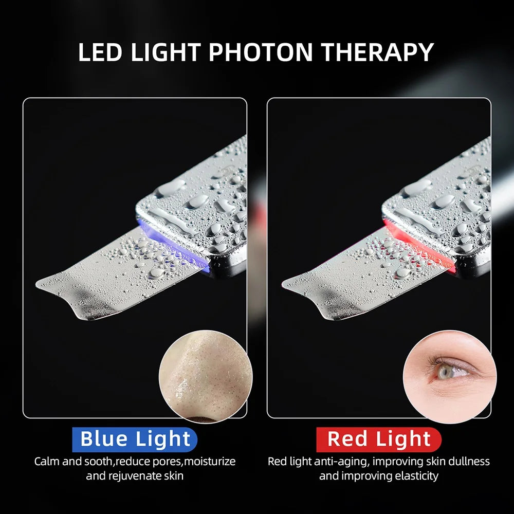 6 in 1 EMS Ultrasonic Skin Scrubber ION LED Photon Skin Lifting Massager Face Spatula Blackhead Remover Facial Deep Cleansing