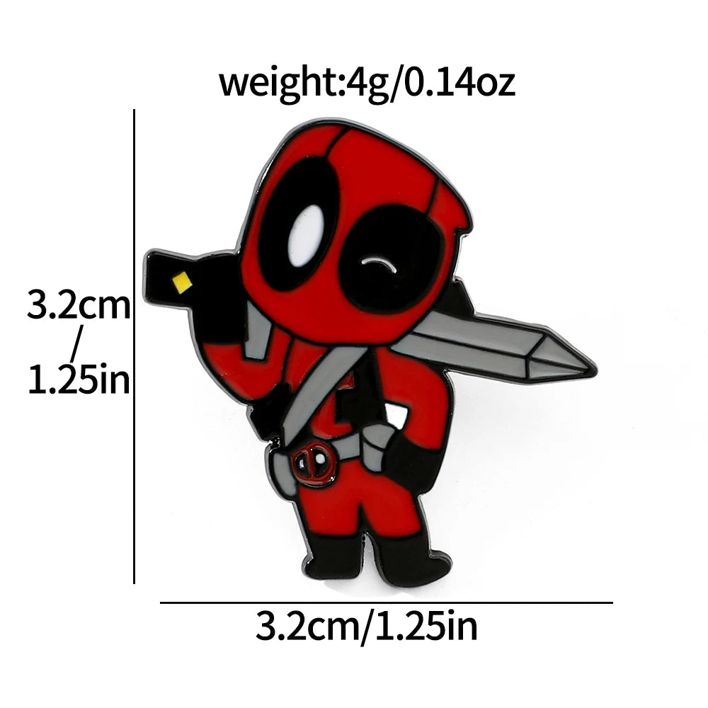 3 Pcs cartoon characters Metal Badge Deadpool Enamel brooch Men's and women's Clothing Bags  Accessories Decorative pins