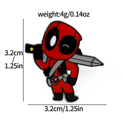 3 Pcs cartoon characters Metal Badge Deadpool Enamel brooch Men's and women's Clothing Bags  Accessories Decorative pins