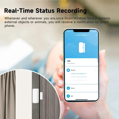 Tuya Smart WiFi Door Sensor Smart Home Open Close Detector Smartlife App Control Notification Compatible with Alexa Google Home