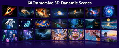 AURORA LIGHTING 3D Galaxy Projector 60 Scenes Adjustable Focal Planetarium Projector Ceiling Projector for Kids Room Adult Party
