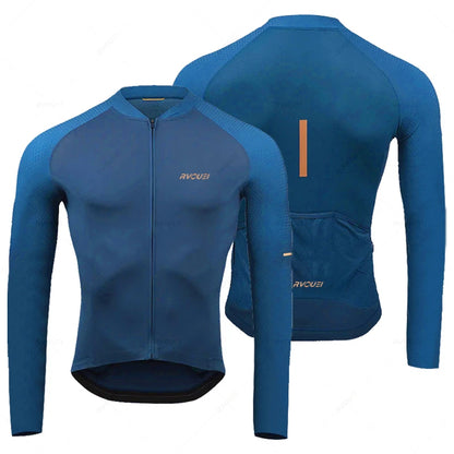 Rvouei Breathable Long Sleeve Cycling Jersey Set Bib Pants Ropa Maillot Ciclismo Bicycle Clothing MTB Bike Uniform Men Clothes