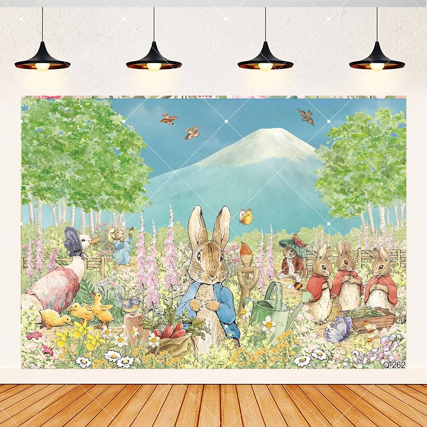 Spring Rabbit Background Kids Birthday Party Baby Shower Decor Rabbit Peter and His Animal Friends Vegetable Garden Photo Props