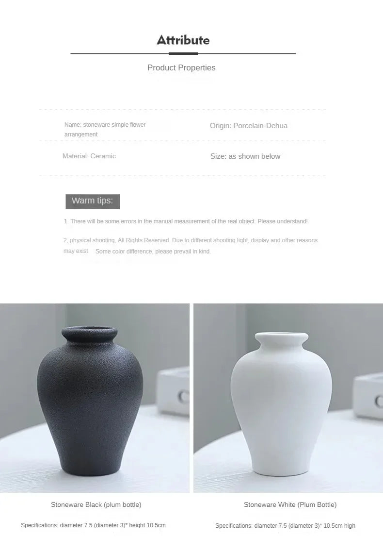 5-piece Set of Simple Ceramic Vases, Fresh Small Vases, Desktop Decorations, Simple Porch, TV Cabinet, Home Crafts