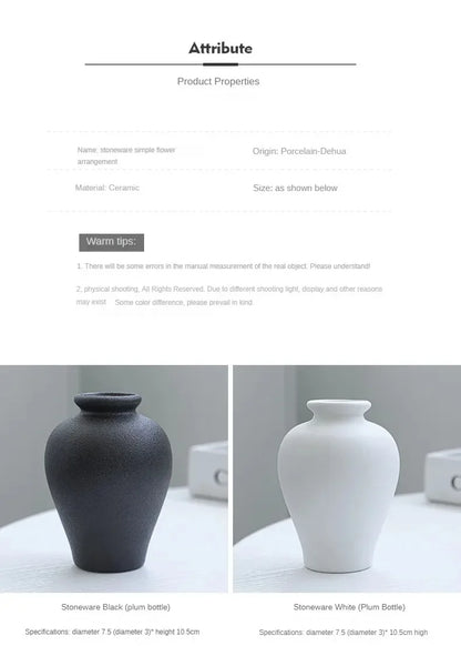 5-piece Set of Simple Ceramic Vases, Fresh Small Vases, Desktop Decorations, Simple Porch, TV Cabinet, Home Crafts