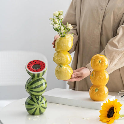 Ceramic Fruit Vase Decorative Ceramic Vase For Flowers Floral Container Party Kitchen Decorations For Table Centerpieces Offices