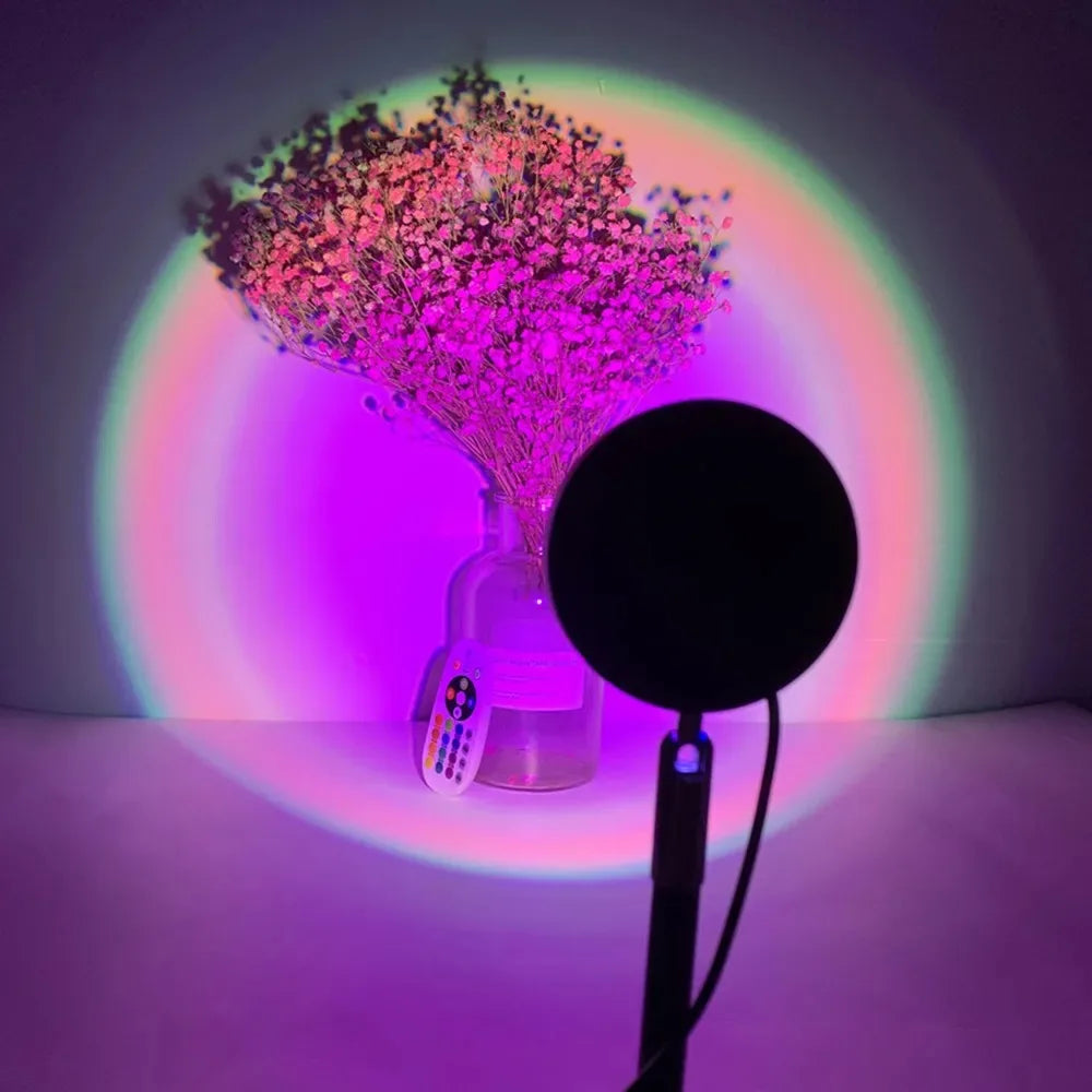 Sunset Ambient Light with Remote Control,16 Lighting Modes,Photography RGB Lamp,Bedroom Party Dinner Decoration,Sunset Shooting