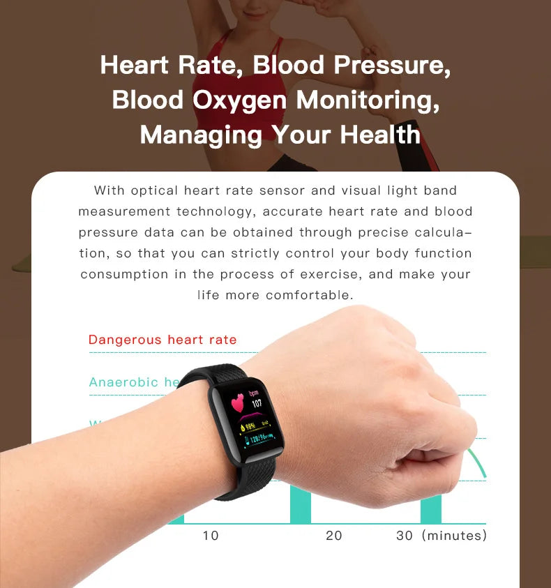 HOMEFISH Smart Fitness Tracker Bracelet with Color Screen Health Reminders Exercise Step Counting Information Notifications