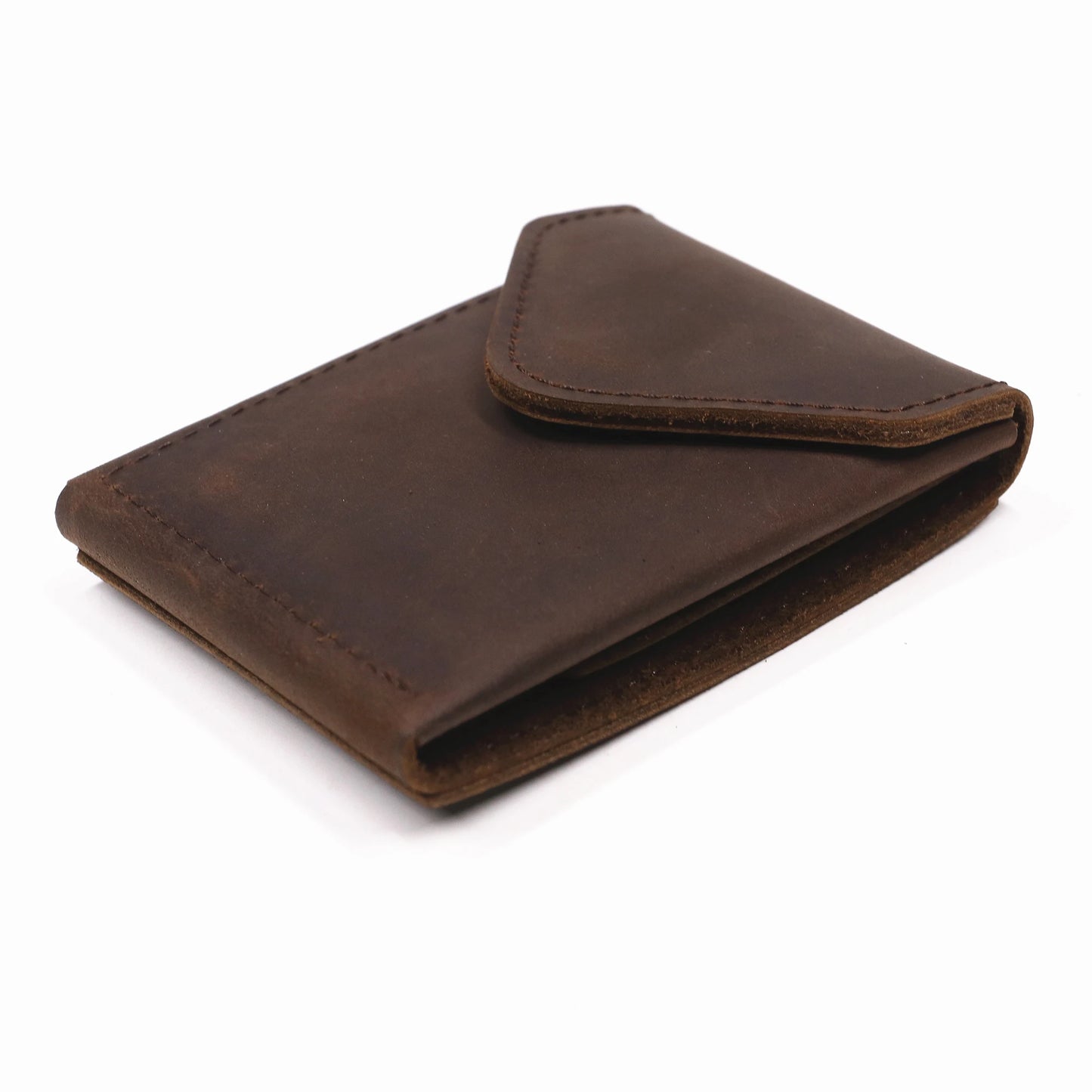 Genuine Leather Wallet For Men Male Real Cowhide Short Slim Minimalist Men's Cash Wallet Credit Card Holder With Flap Closure