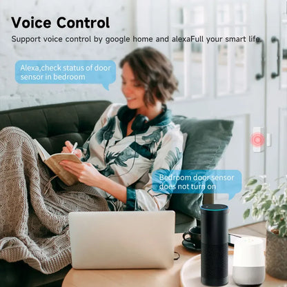 Tuya Smart WiFi Door Sensor Smart Home Open Close Detector Smartlife App Control Notification Compatible with Alexa Google Home