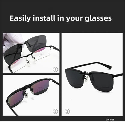 Men Driving Clip On Sunglasses for Myopia Eyeglasses Vintage Women Square Night Vision Fishing UV400 Sun Glasses