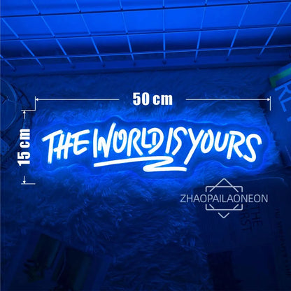 Neon Sign The World Is Yours Neon Led Sign Boy Girl Bedroom Game Room Decor Wall Hanging Neon Lights Personalized Gift Birthday