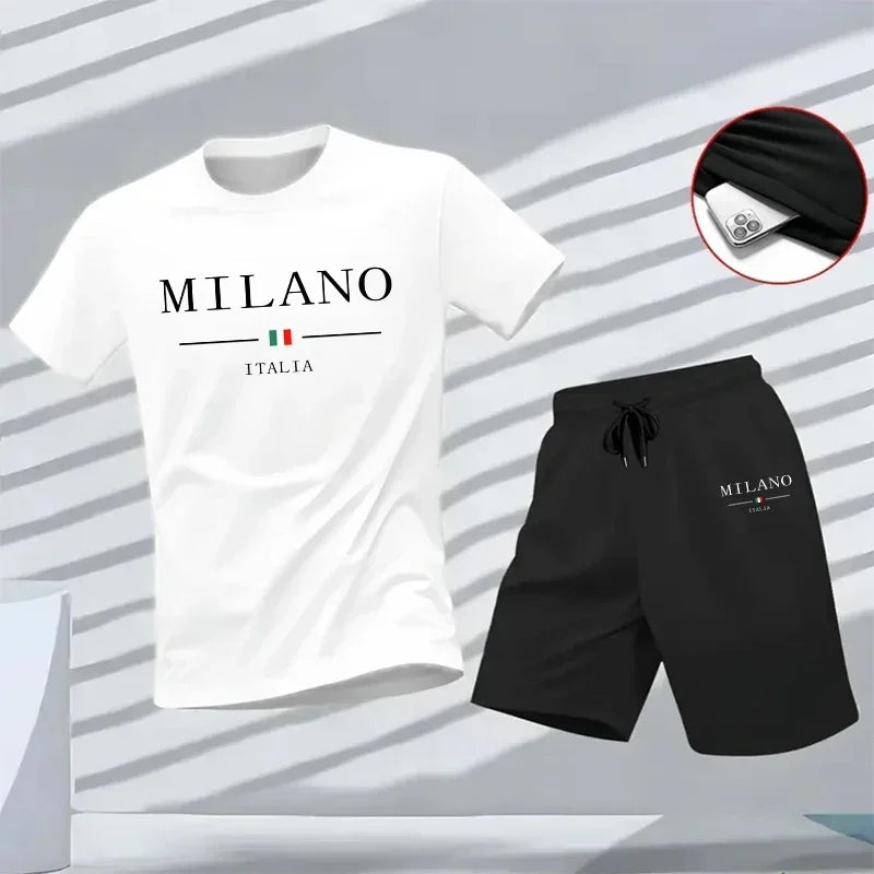 Men's Tracksuit Casual Quality Summer Outdoors Jogging New Two-piece Set Versatile Shorts-sleeved T-shirt and Sport Short Daily