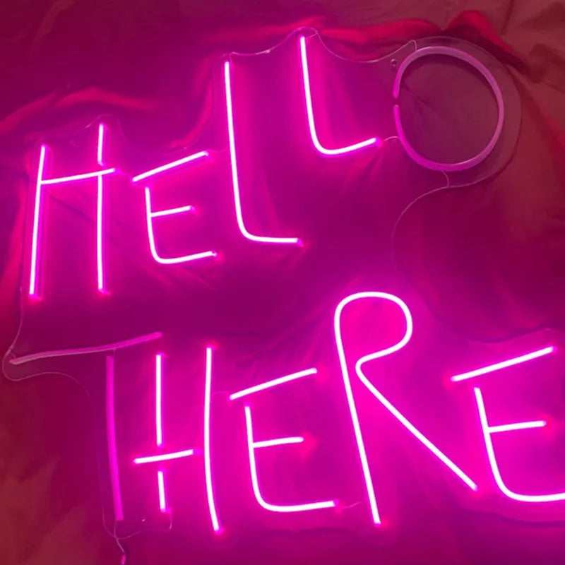 Led Neon Light Hello There, Hell Here Neon Sign,Personalized Gifts, Room Decor Lights, Horror Decor with turned off O & T