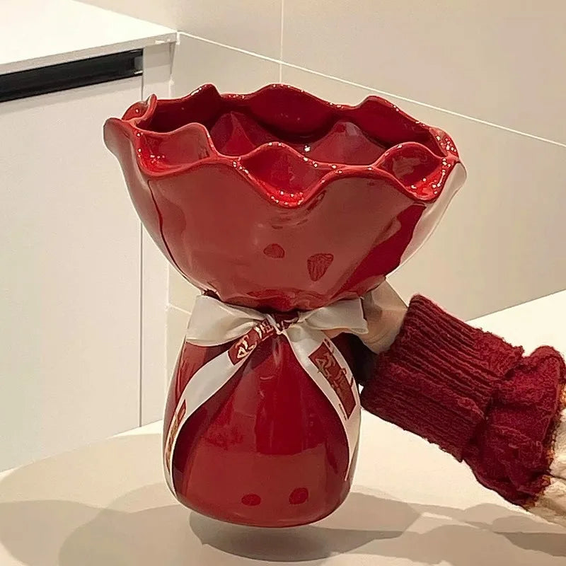 Ceramic Vase for Living Room, Emotional Stability Small Vase for New Home, Wedding Gift with Minimalist Aesthetic, Handmade