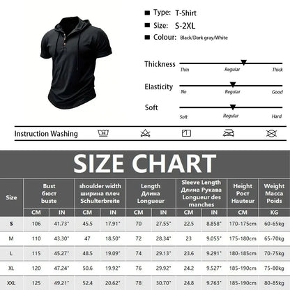 Men T Shirts  Summer Slim Fitness Hooded Short-Sleeved Bodybuilding Quick Dry Tshirt Male Gym Clothes Breathable Sports Tops
