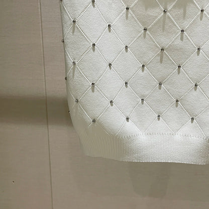Sexy Diamond Rhinestone Vest Top Strapl Square Collar Base Knittedwear Breathable Pure Color Commute Sle Women's Tank Top