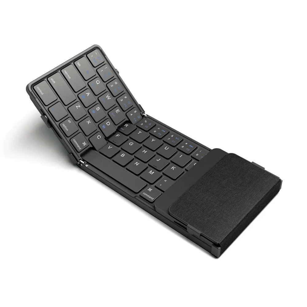 Foldable Bluetooth Keyboard with Touchpad Wireless Folding Keyboard with PU Leather for iOS Android Windows,Support 3 Devices