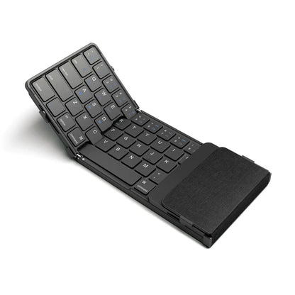 Foldable Bluetooth Keyboard with Touchpad Wireless Folding Keyboard with PU Leather for iOS Android Windows,Support 3 Devices