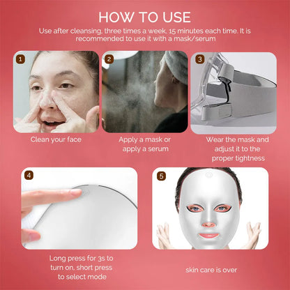 Facial LED Mask 7 Colors LED Face Mask LED Repair Skin Beauty Machine Wireless Use
