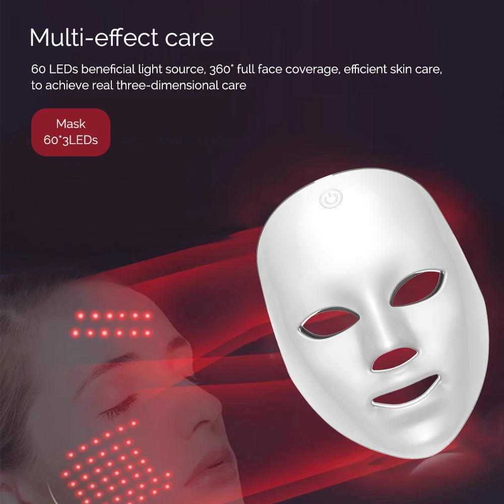 Facial LED Mask 7 Colors LED Face Mask LED Repair Skin Beauty Machine Wireless Use