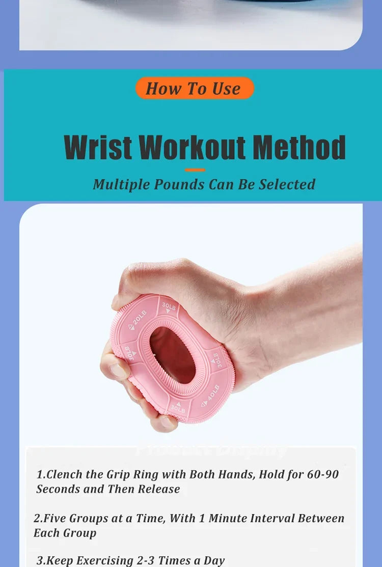Silicone Adjustable 20-90LB Hand Grip Arm Strength Exercise Gripping Ring Fitness Gym Finger Forearm Trainer Carpal Expander
