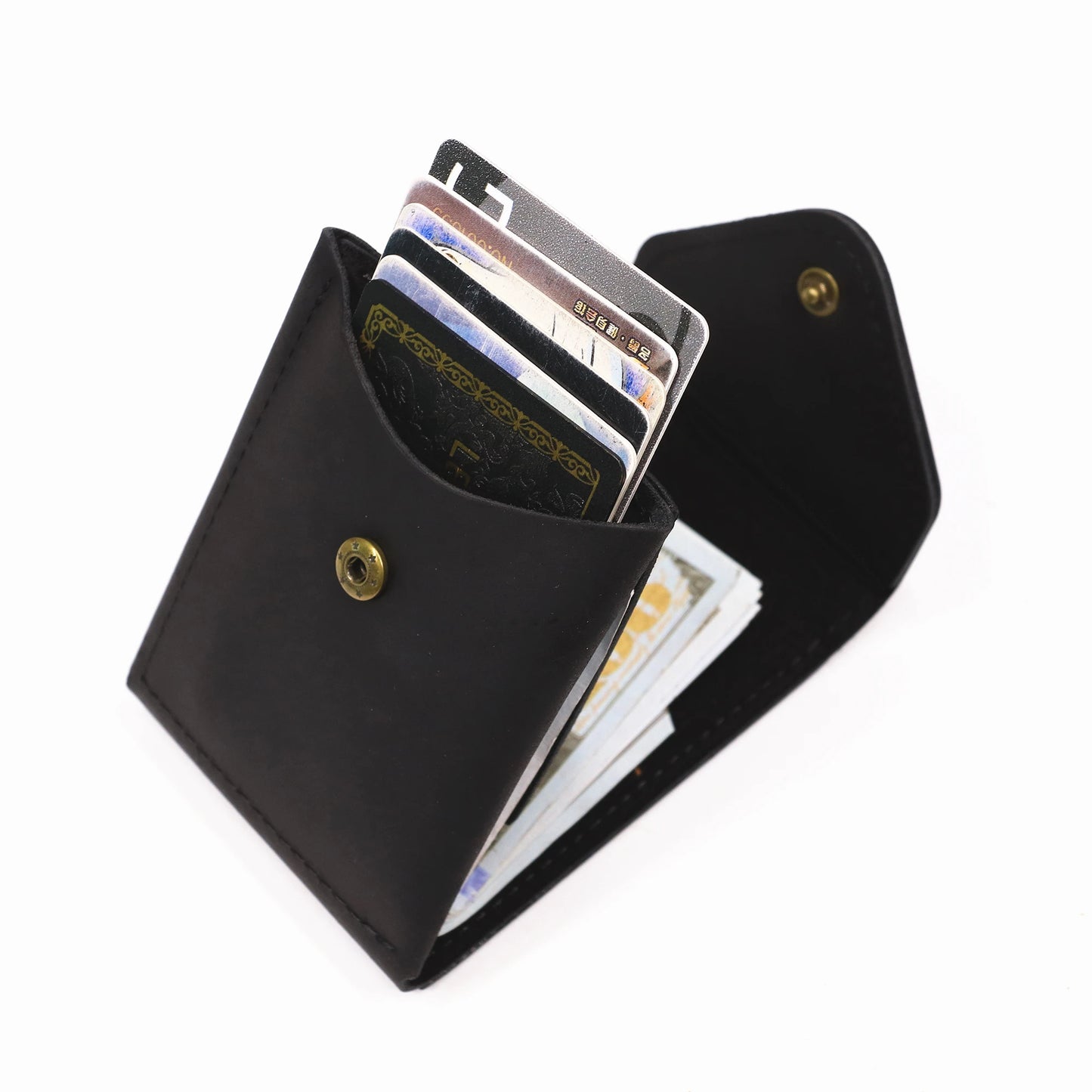 Genuine Leather Wallet For Men Male Real Cowhide Short Slim Minimalist Men's Cash Wallet Credit Card Holder With Flap Closure