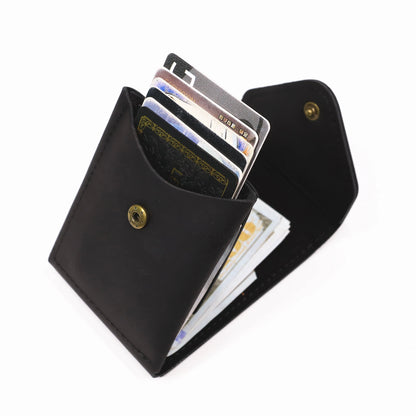 Genuine Leather Wallet For Men Male Real Cowhide Short Slim Minimalist Men's Cash Wallet Credit Card Holder With Flap Closure
