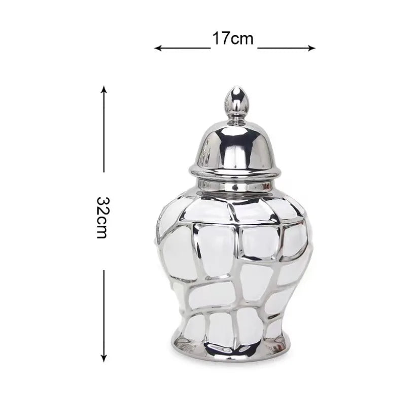 home decor vases Ceramic electroplated general jar Nordic flower vase handicraft decoration foyer soft decoration storage jars