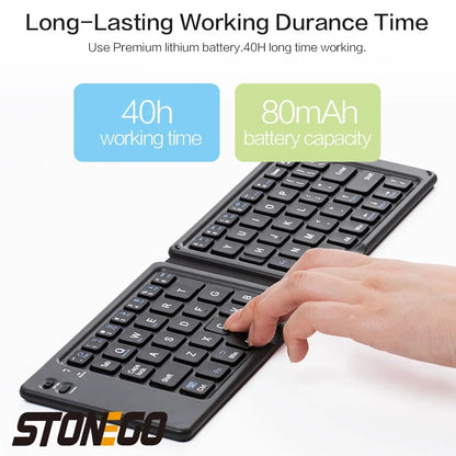 Foldable Bluetooth Keyboard Portable Wireless Rechargeable Ultra Slim Silent Key Board for Mobile Phone Accessories