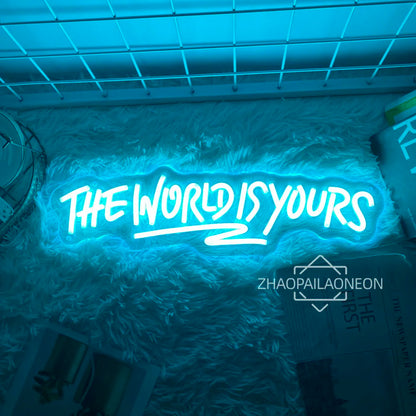 Neon Sign The World Is Yours Neon Led Sign Boy Girl Bedroom Game Room Decor Wall Hanging Neon Lights Personalized Gift Birthday