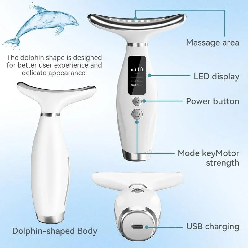 EMS Micro-current Neck Face Beauty Device 7 Color Facial Massager for Enhanced Face Neck and Shoulder Care with Vibrating