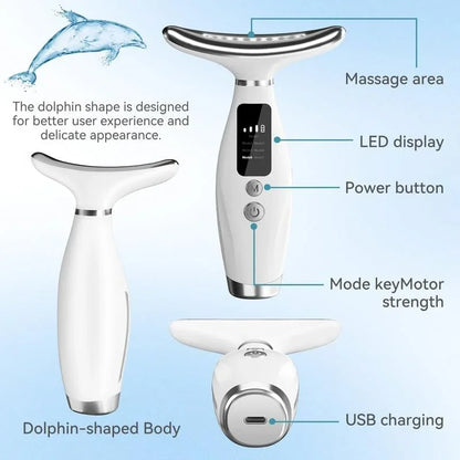 EMS Micro-current Neck Face Beauty Device 7 Color Facial Massager for Enhanced Face Neck and Shoulder Care with Vibrating