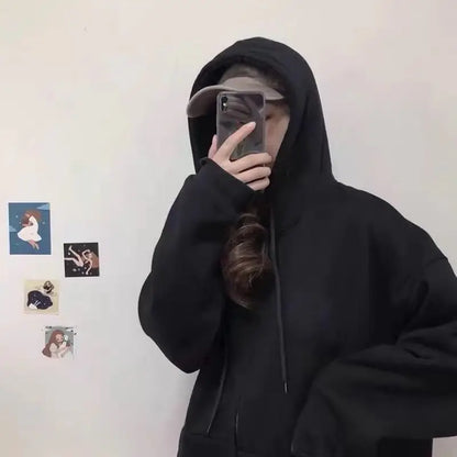 Oversized Hoodie Women Men  Thick Fleece Zip Up Sweatshirt Unisex Plain Color Loose Fit Casual Pullover M-5XL Cotton Loungewear