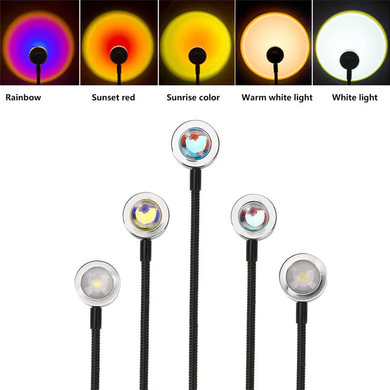 Sunset Lamp USB Rainbow Projector Atmosphere Night Light Home Decoration Photography Lighting Coffee Shop Wall Decor Lamp